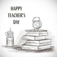 Hand Drawn Sketch Happy Teachers Day Composition vector