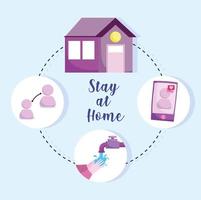 Stay at home preventive infographic vector