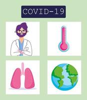 Covid-19 medical icon set vector