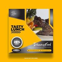 Yellow Restaurant Food Banner For Social Media vector