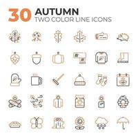 conjunto de iconos relacionados con el otoño vector