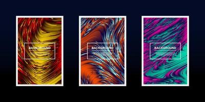 Set of multicolored textured line waves designs vector