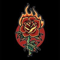 Burning rose tattoo  vector