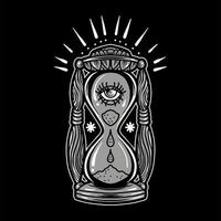 Black and grey hourglass tattoo vector
