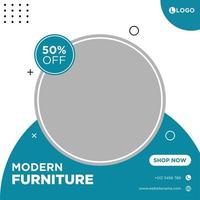 Furniture Themed White and Blue Social Media Template vector