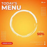 Orange gradient and circle brush stroke social media template vector