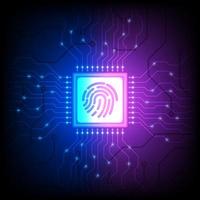 Hologram identity chip on blue and purple gradient vector