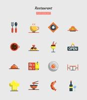 Colorful flat restaurant icon symbol set
