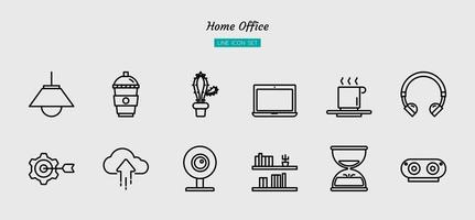 Home office black line icon symbol set vector