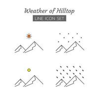 Hilltop weather line icon symbol set vector