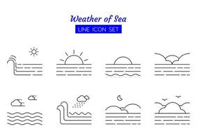 conjunto de símbolo de icono de línea de clima de mar vector