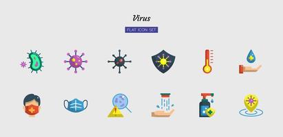 Flat virus symbol icon set vector