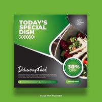 Minimal Green and Black Restaurant Social Media Banner vector