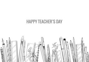 Hand Drawn Art Sketch with World Teachers Day Composition vector