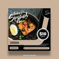 Beige and Black Special Menu Social Media Banner vector