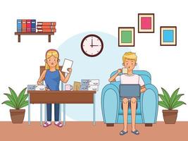 A couple working at home  vector