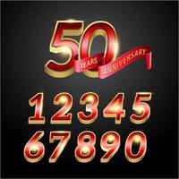 50 Years Red and Gold Anniversary Numbers vector
