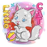 Cute Little Cat Playing with a Colorful Ball vector