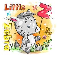 Cute Little Zebra Holds Red Balloon with Initial Z vector