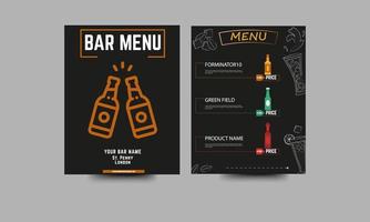 Restaurant bar chalkboard drinks menu on a black vector