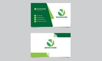 tarjeta de visita verde y blanca simple moderna de doble cara vector