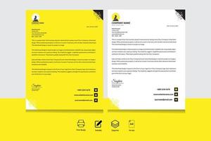 Yellow, black and white triangle corner letterhead vector