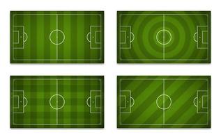 Conjunto de campos de fútbol con diferentes patrones. vector