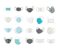 Face masks large icon set vector