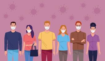 Group of people using face mask to protect against coronavirus  vector