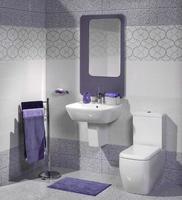 Detalle de un moderno cuarto de baño con lavabo e inodoro