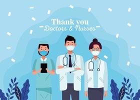 Group of doctors staff characters with message vector