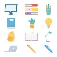 Online education icon set vector