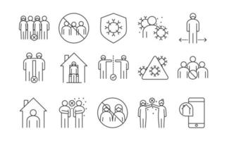Viral infection single-line icon set  vector
