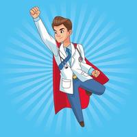 Super doctor flying comic character  vector