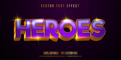 Heroes Text, Shiny Gold, Purple Style Text Effect