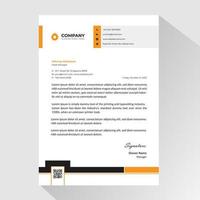 Business letterhead with orange and black details