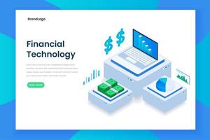 Flat color isometric financial technology concept