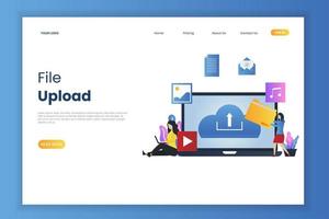 File upload landing page concept vector