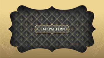 Golden frame over black and gold Thai pattern vector