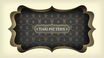 patrón tailandés negro con marco dorado adornado vector