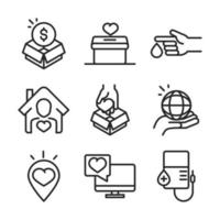 Donation and charity fundraiser icon collection  vector