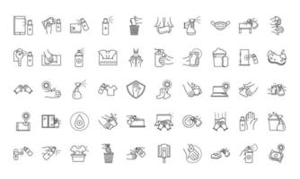 Prevention and disinfection line-style icon set  vector