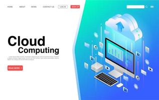 Cloud Computing Services and Technology Landing Page vector