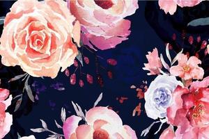 Rose seamless pattern in watercolor style vector