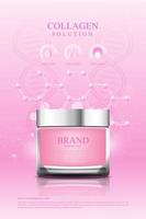 Cosmetics poster cream collagen serum in pinke vector