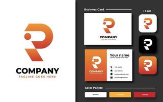 Creative initial R template and business card vector