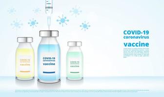Frascos y jeringas de vacuna contra el coronavirus. vector