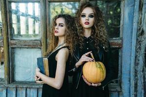 two vintage women as witches photo