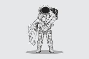 Hand drawing astronaut man