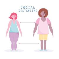 Man and woman social distancing to keep an appropriate distance vector